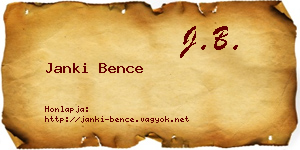 Janki Bence névjegykártya